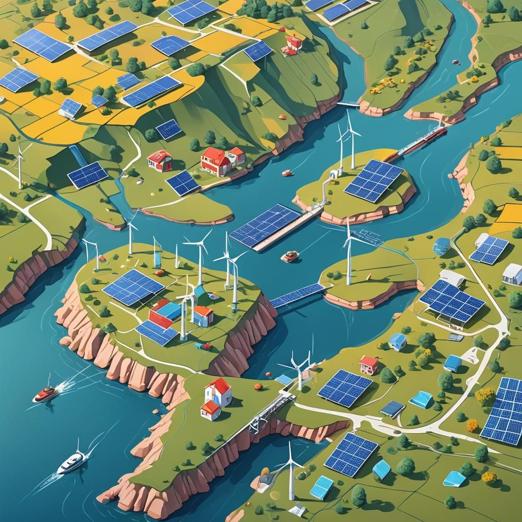 Rugged Coastline Energy Oasis in Bright 3D Art