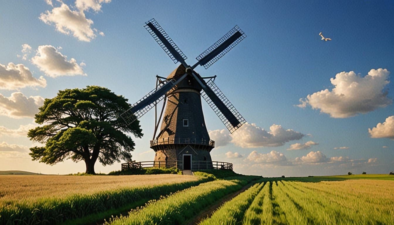 Whimsical Windmill: Digital Rendering of Freedom
