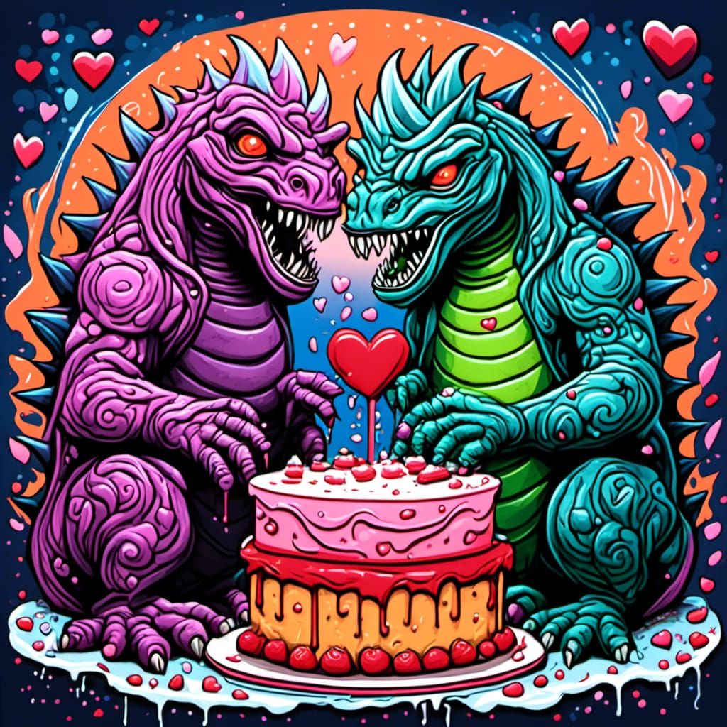 Cthulhu and Godzilla Share Heartfelt Valentine's Day Love