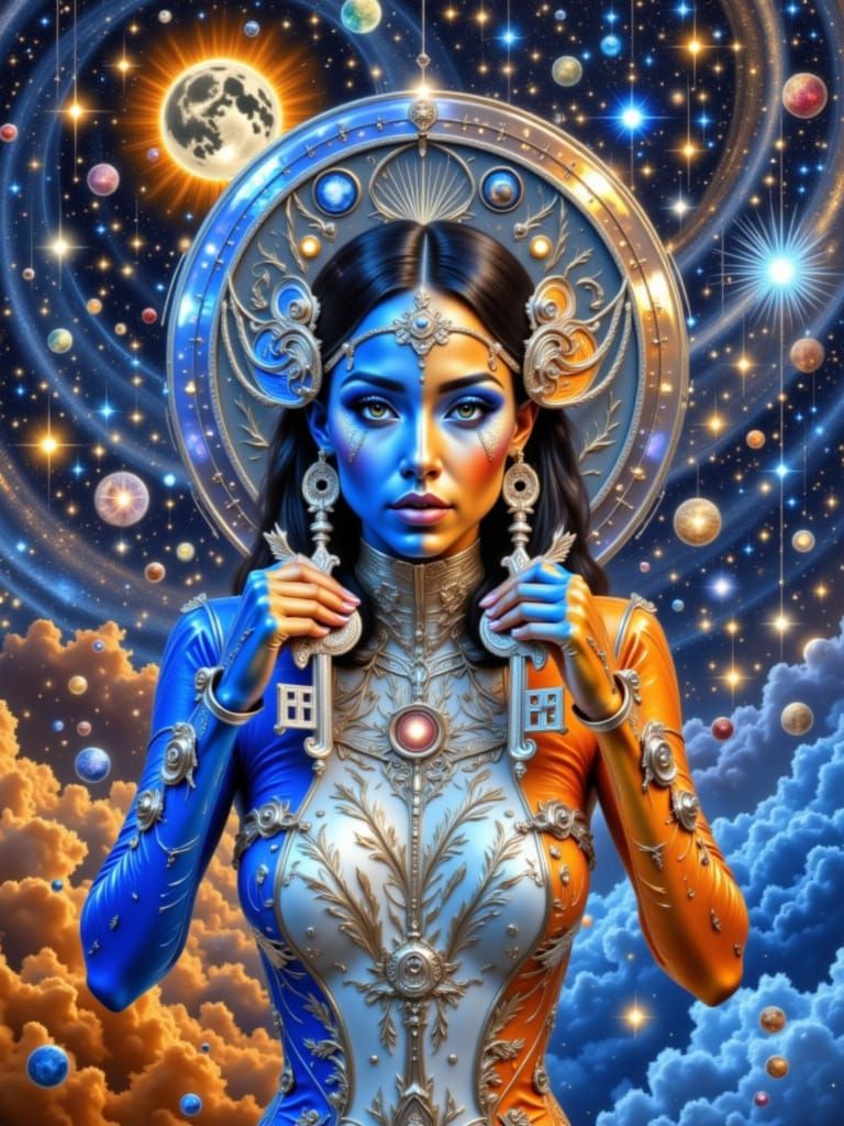 Key Keeper in Astral Landscape, Airbrushed Style