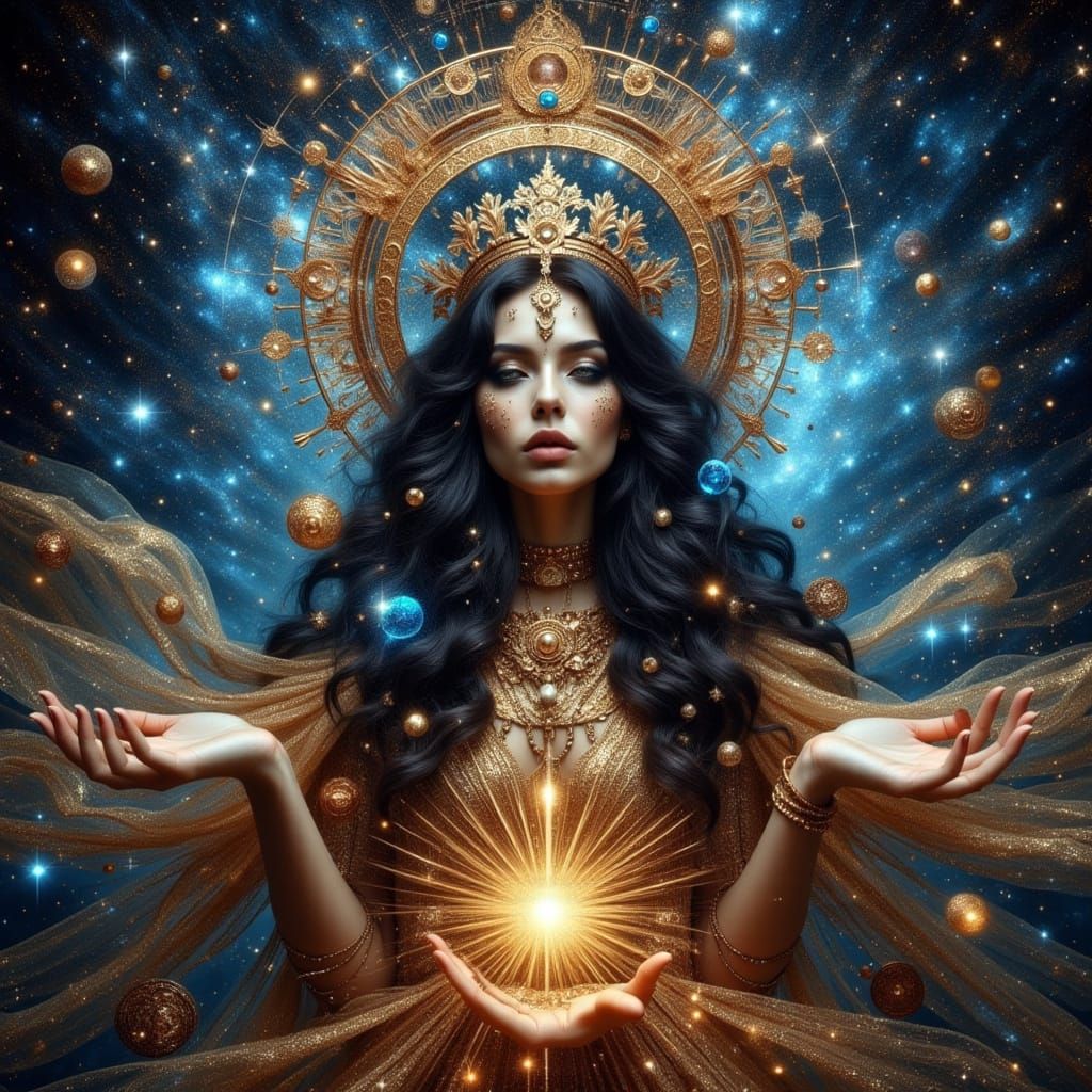 Ophelia, Starborn Goddess in Ethereal Digital Art