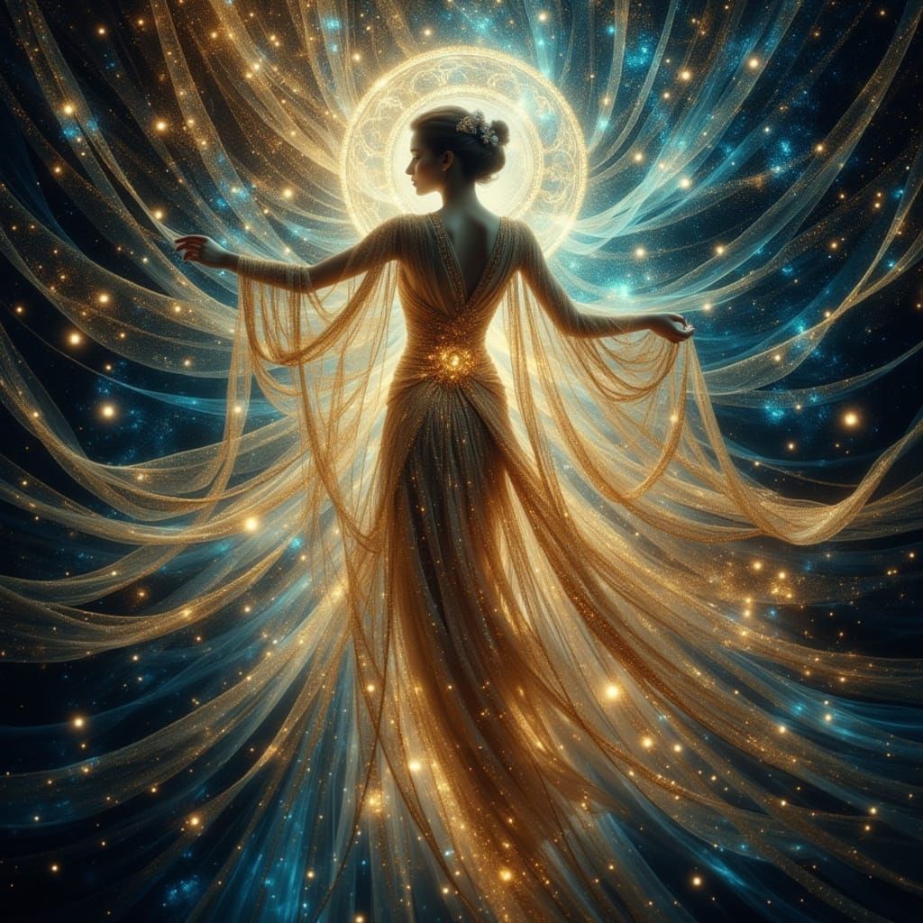 Celestial Goddess Ophelia in Starry Gown