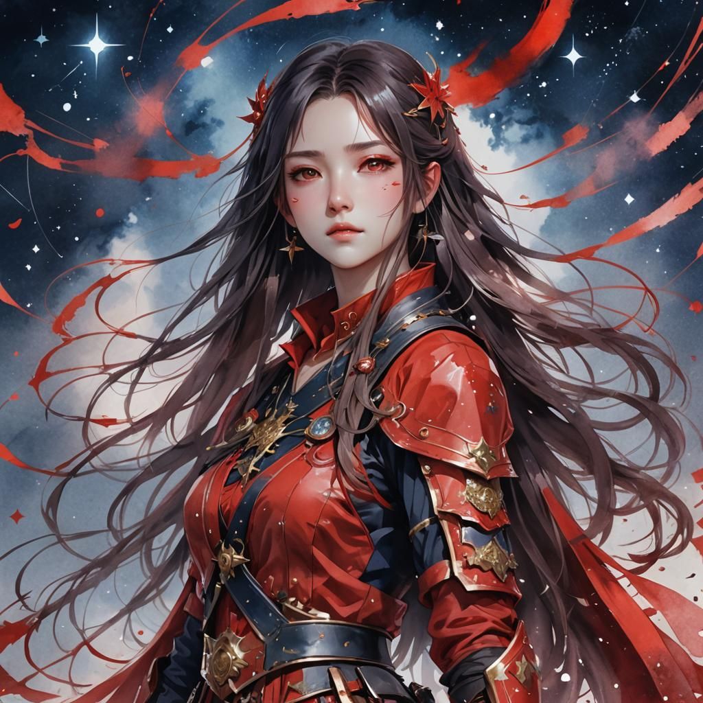 A Cyborg Siren Radiates War from Her Constellation Form