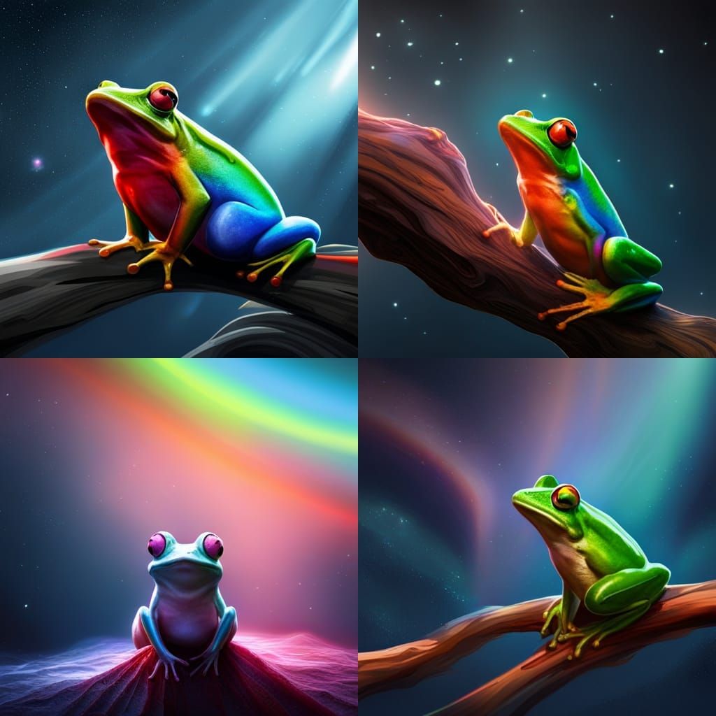 Rainbow Frog Contemplates Cosmic Wonders