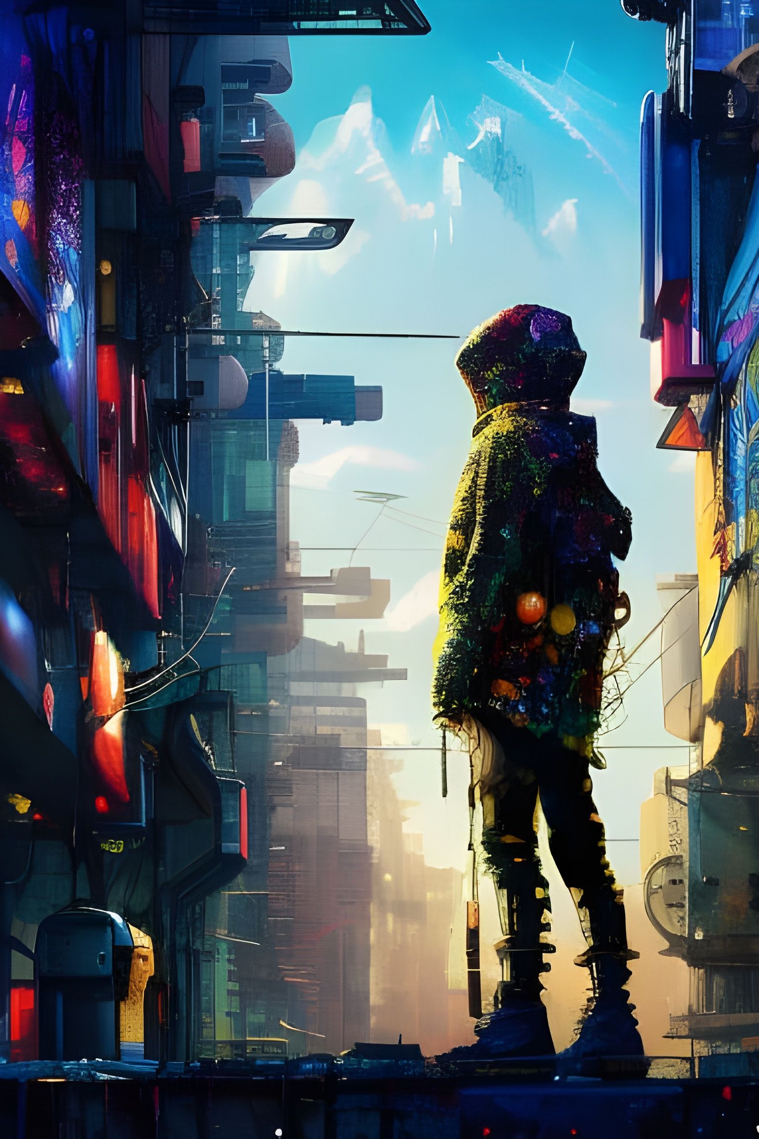 Cyberpunk City: Man in Hoodie
