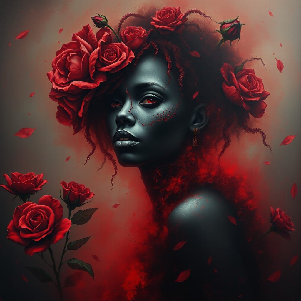 Ethereal Voodoo Woman Portrait in Dark Fantasy Style