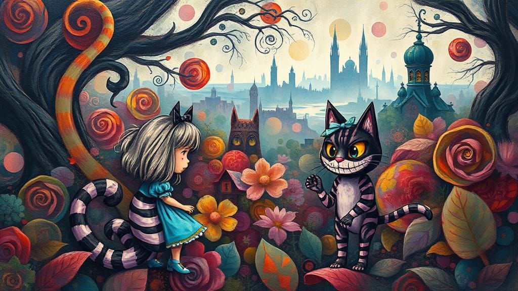 Ethereal Wonderland Whispers to Adorable Chibi Cheshire Cat