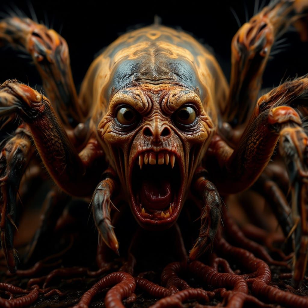 Terrifying Zombie Tarantula Close-Up in Attack Mode