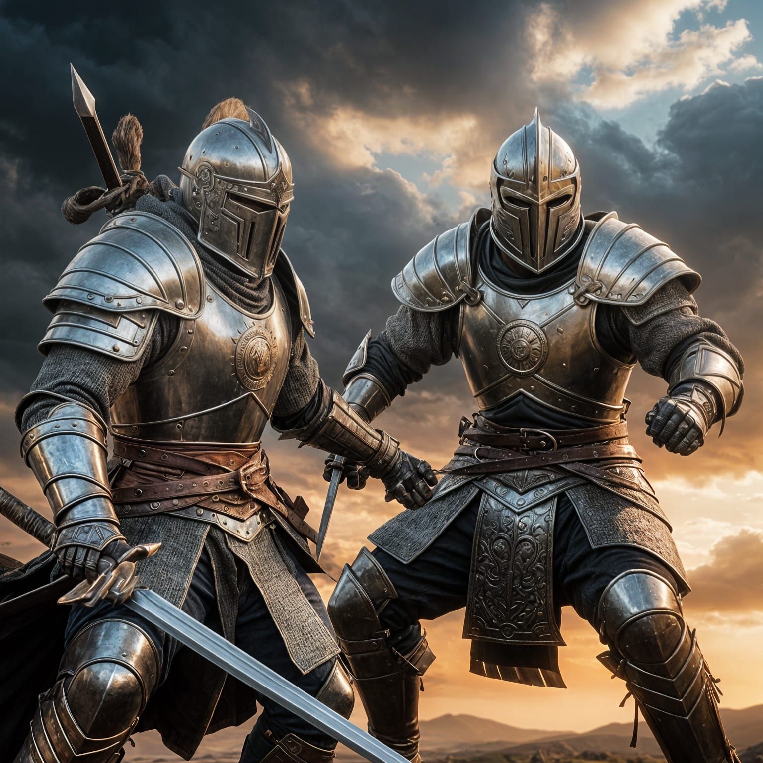 Two Fierce Warriors Engage in a Hyperrealistic Duel
