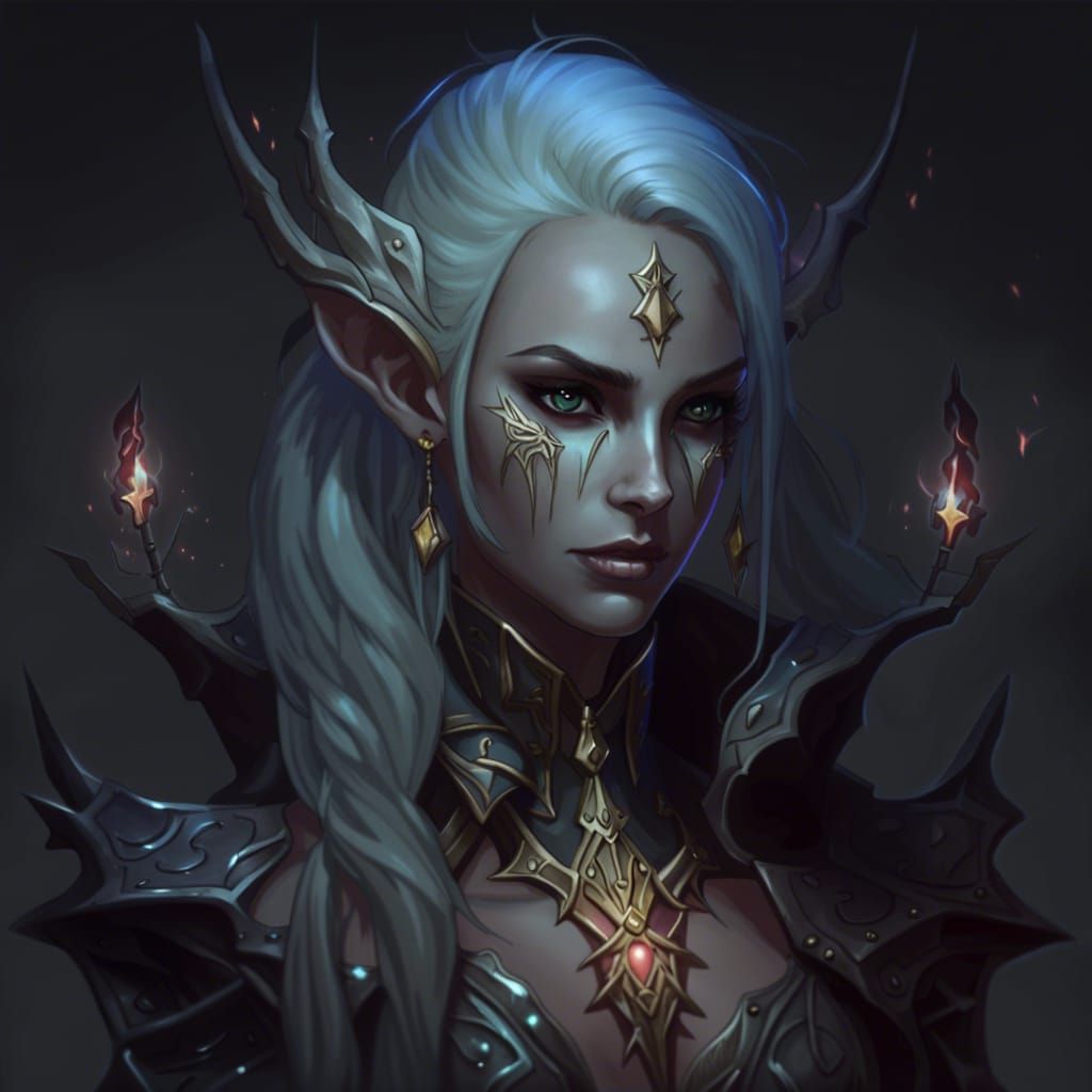 Ethereal Elf Necromancer Confronts the Cosmos