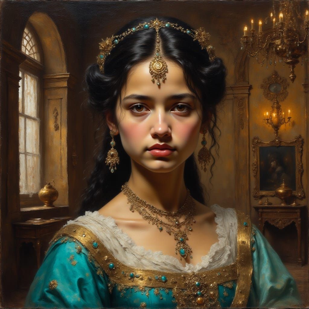 Arabian Princess in Rembrandt's Chiaroscuro Style