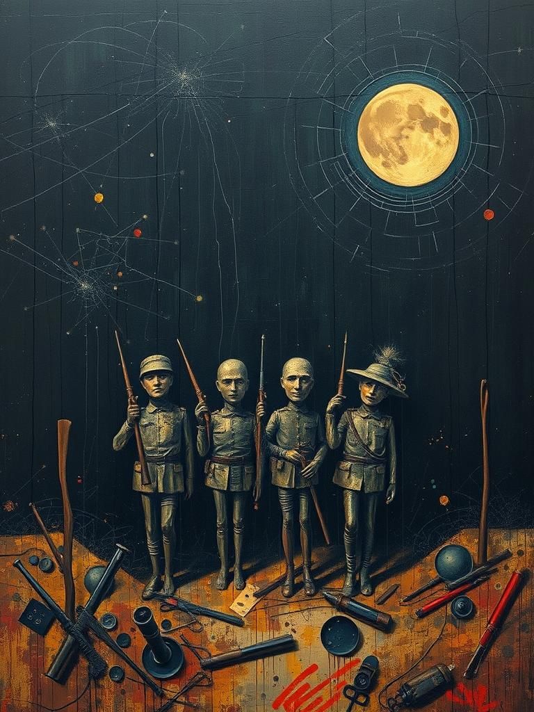 Abstract Soldiers in Dark Turbulent Storm