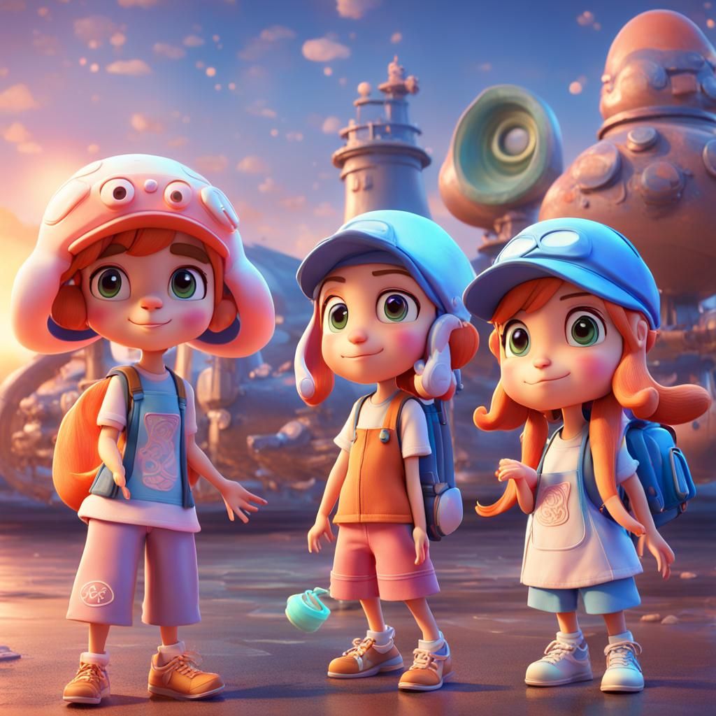 Pixar-Inspired Mermaid Squad in Vibrant 3D Digital Art