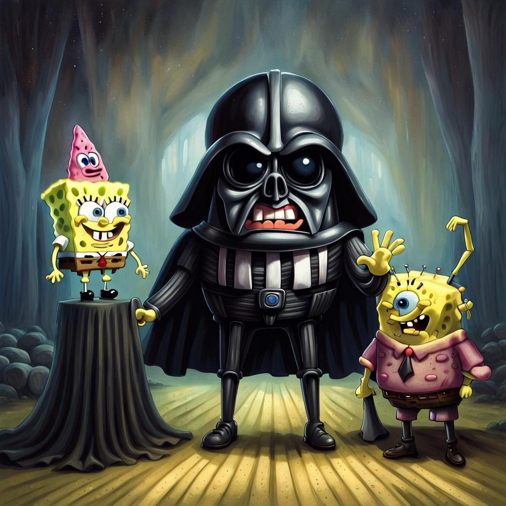 Psychedelic Hybrid of SpongeBob and Darth Vader