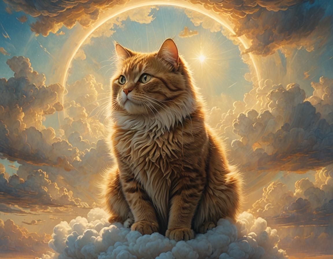 Whimsical Cloud Realm with Cat