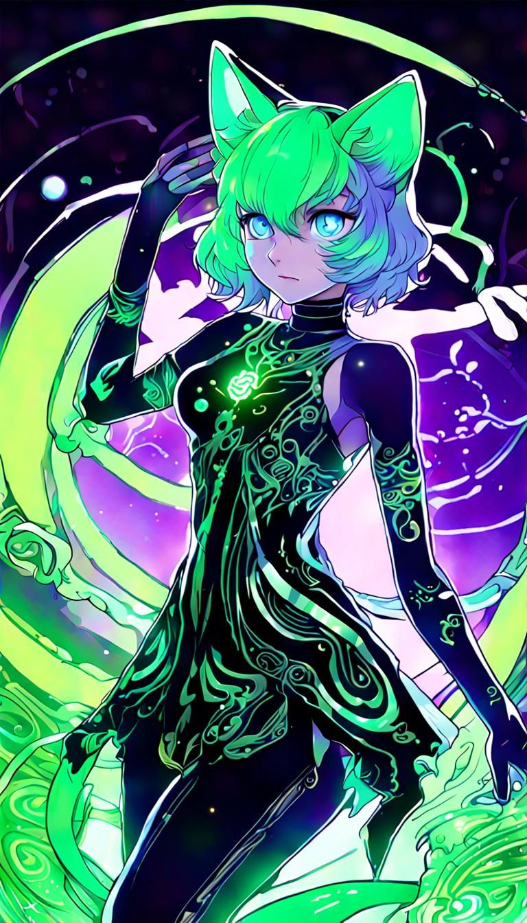 Radioactive Kitten Dancer in Anime Style