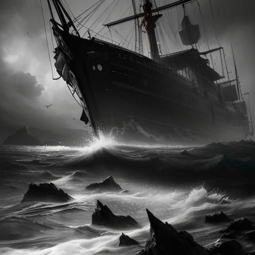 Dramatic Sailing Boat in a Hyperrealistic Splash Art Style