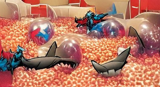 Surreal Marine Scene Depicts Shark in Whimsical Ball Pit