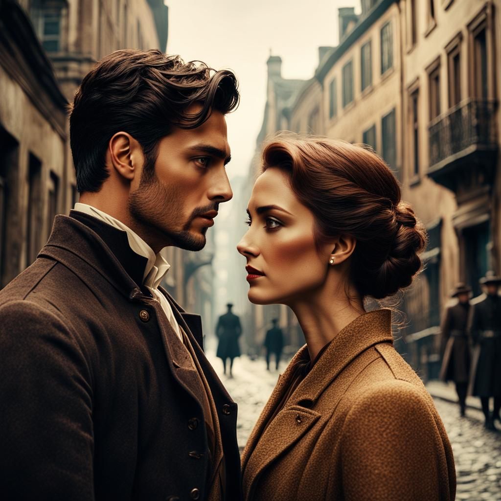 War-Torn Couple in Golden Light