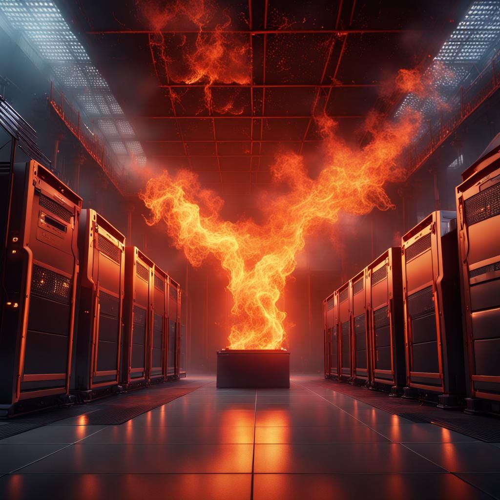 Fantastical Data Center Inferno in Unreal Engine 5 Style