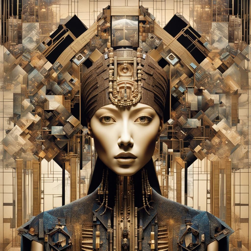 Futuristic Goddess of Multi-Patterned Microfiber Optics