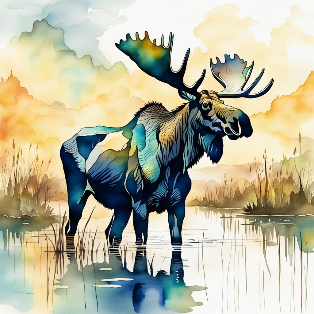 Majestic Moose in Golden Marsh