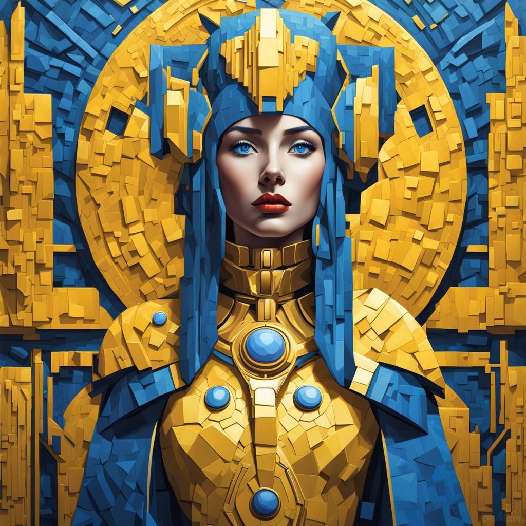 Crepuscular Sci-Fi Princess in Mixed Media