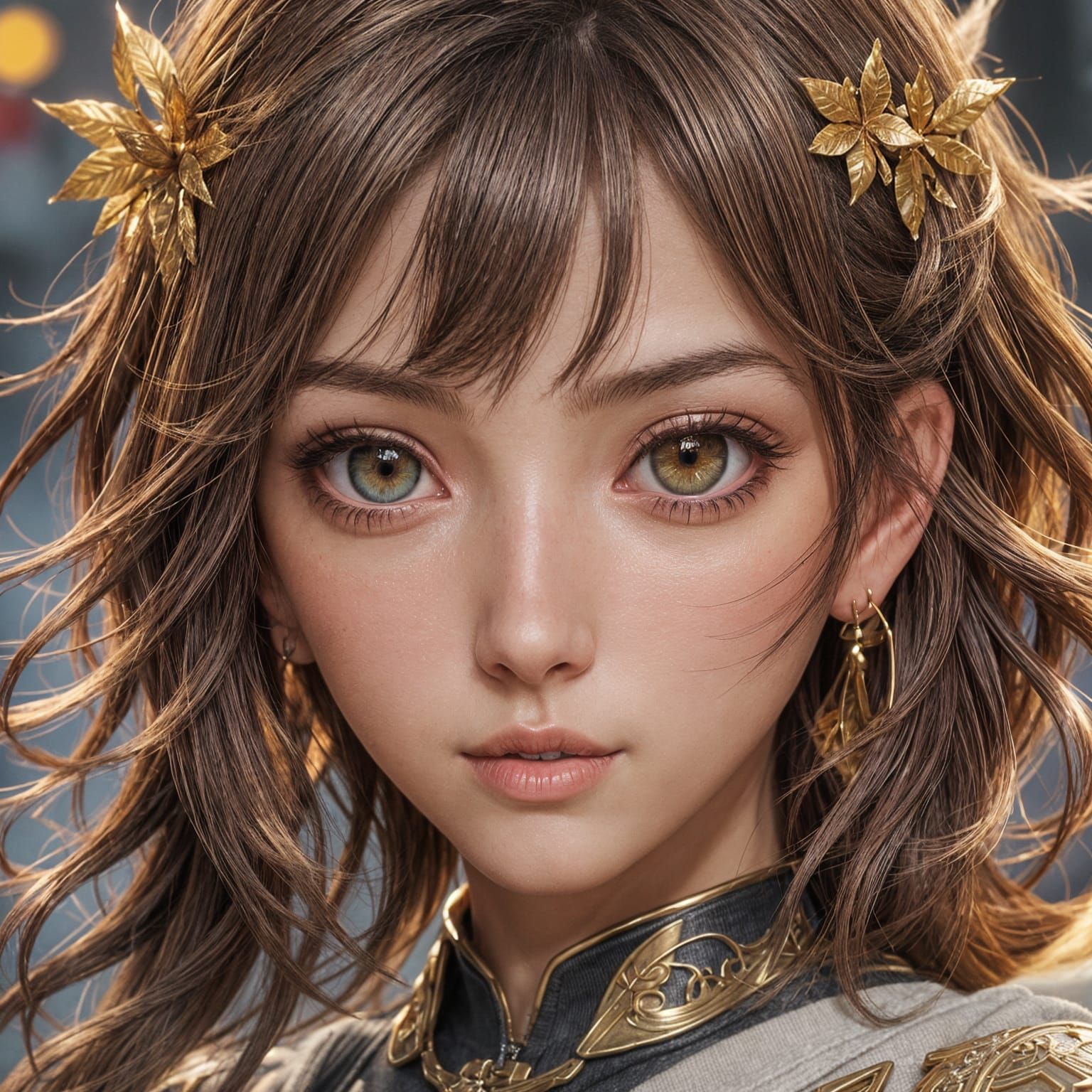 Beautiful Anime-Inspired Girl with Brown Hair and Hazel Eyes