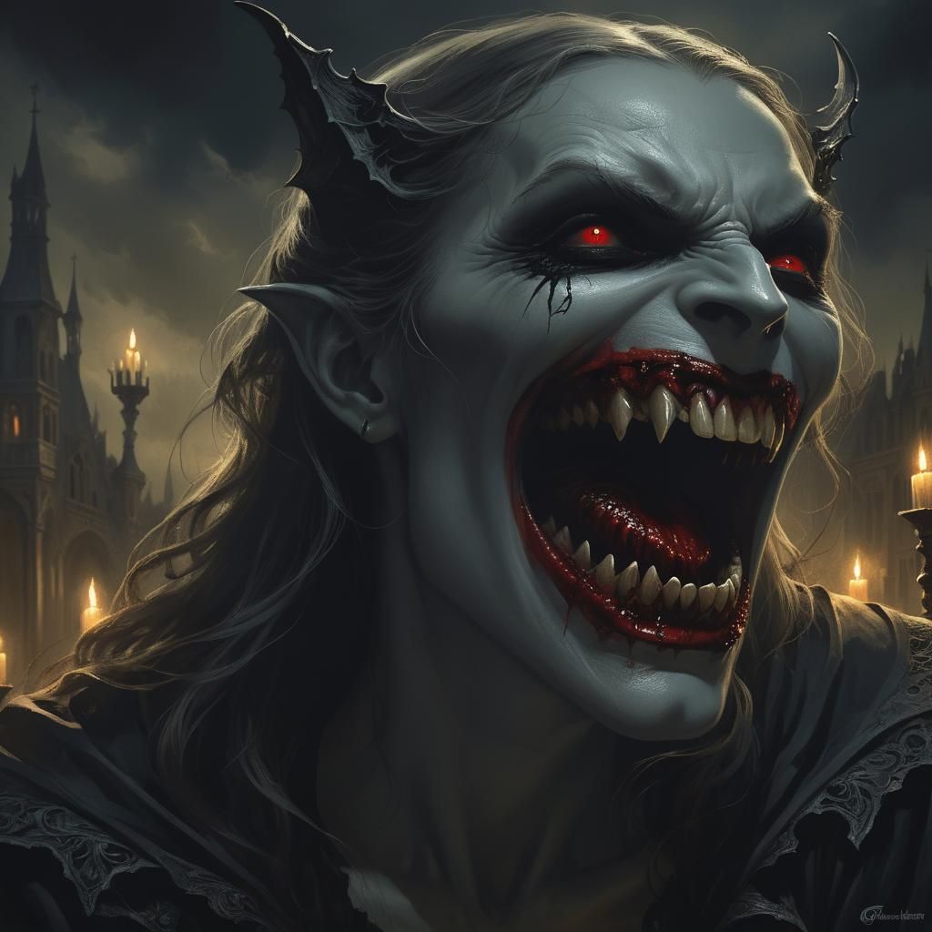 Ethereal Vampire Siren in Dark Horror Aesthetic
