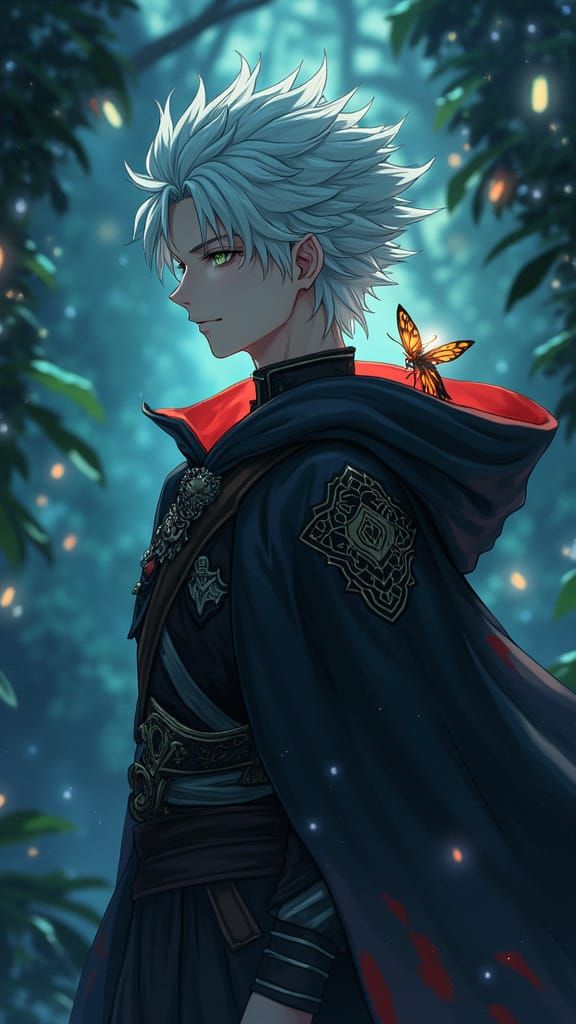 Anime Warrior Zephyr in Serene Jungle Ambiance