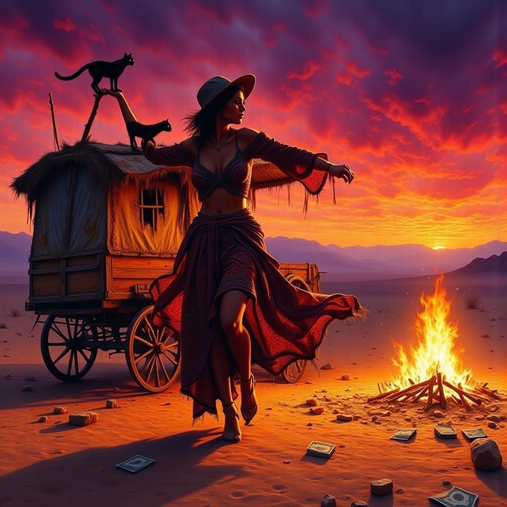 Twilight Gypsy Dance: Cinematic Desert Caravan