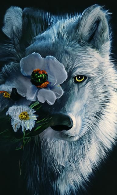Wolf and Flowers