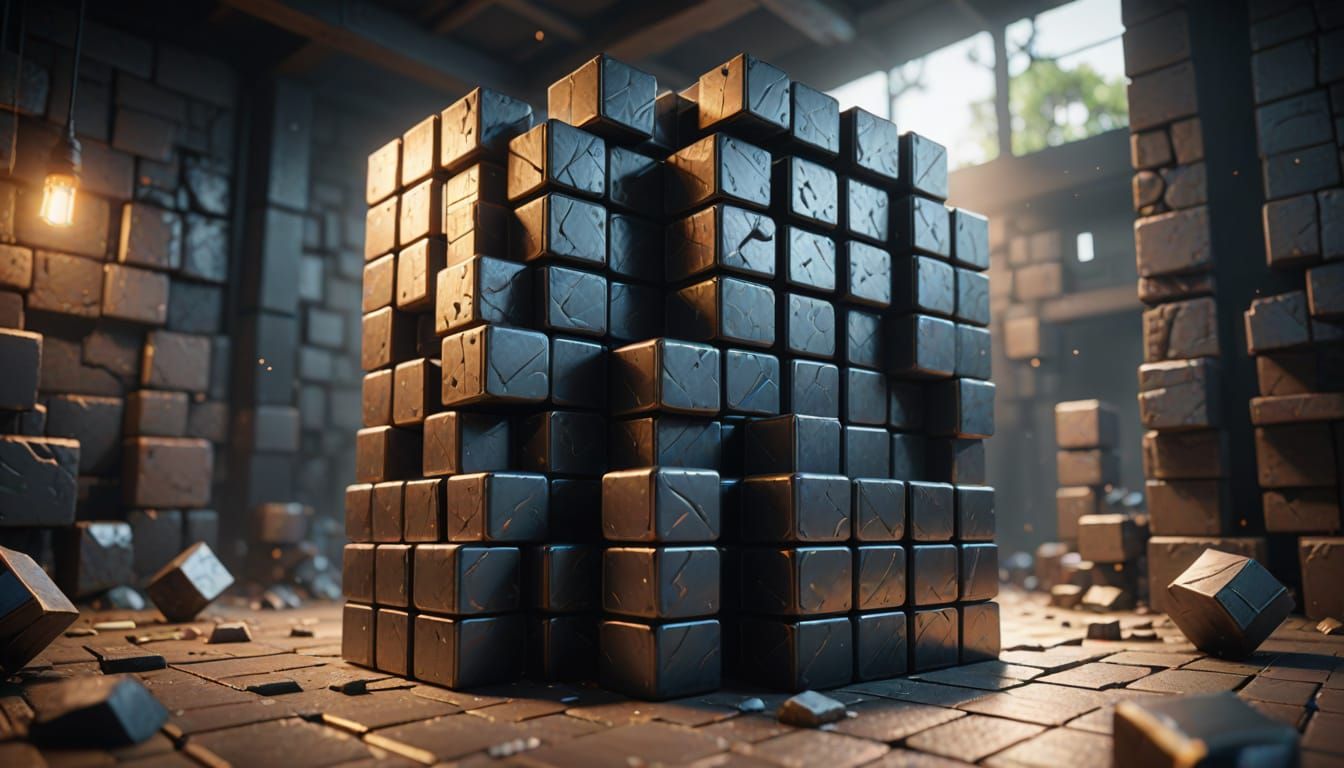 Hyper Realistic 3D Cubes in Epic Game Cinematic Style