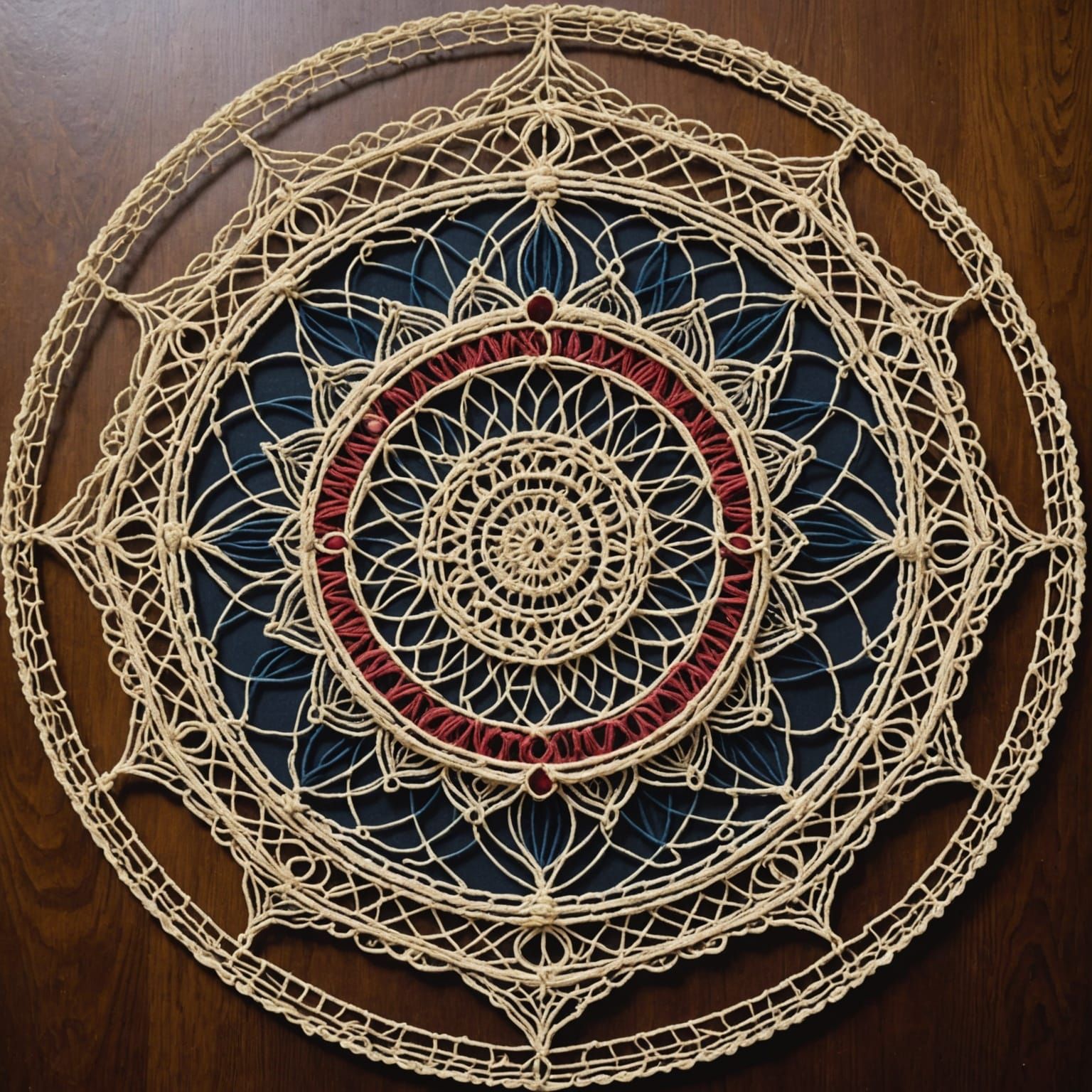 Intricate String Mandala in Vibrant Colors