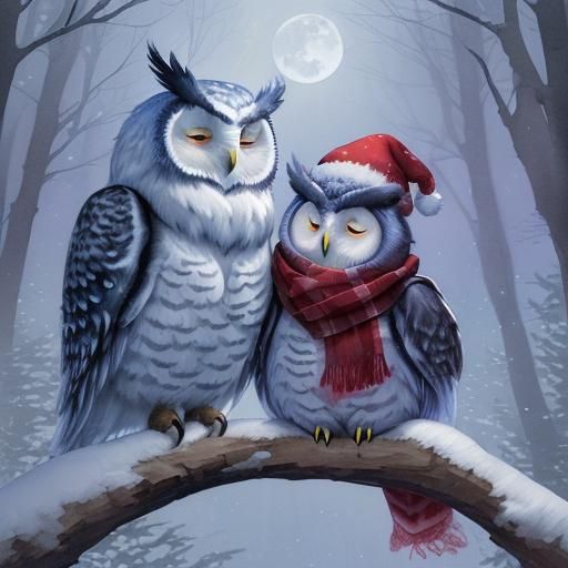 Whimsical Winter Woodland Scene in Watercolor