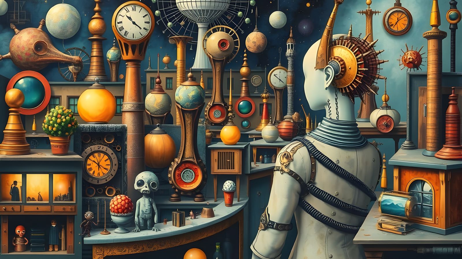 Isekai Anime Painting: Surreal Machinery Collage
