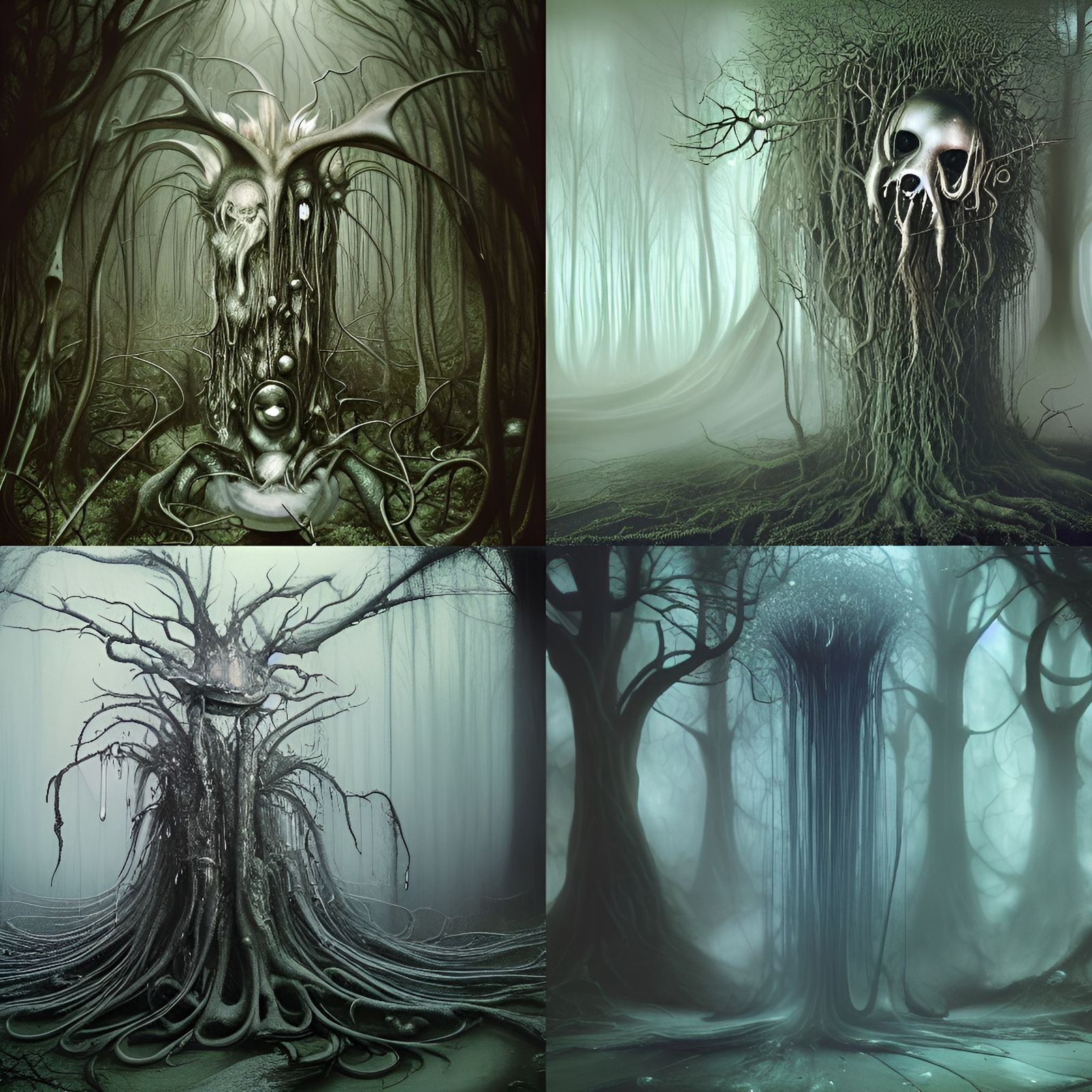 Ghostly Dreams in a Hyperdetailed, Ethereal Forest Scene