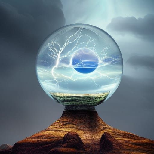 Epic Digital Matte Painting of Lightning Within a Crystal Ba...