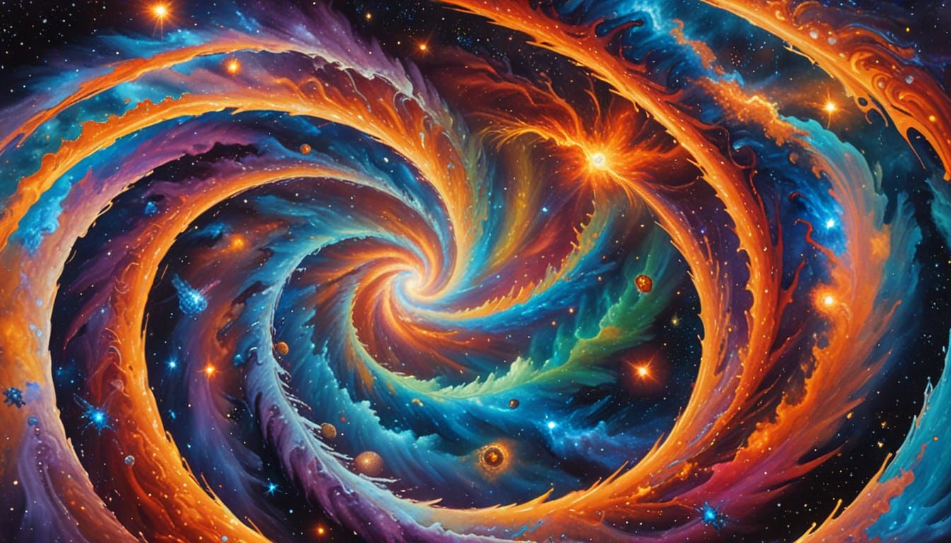 Cosmic Maelstrom Portraits in Vibrant Iridescent Colors