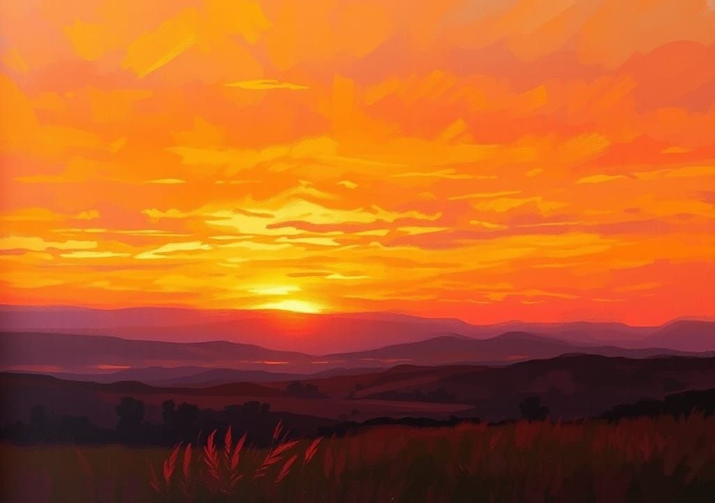 Golden Sunset Over Serene Landscape