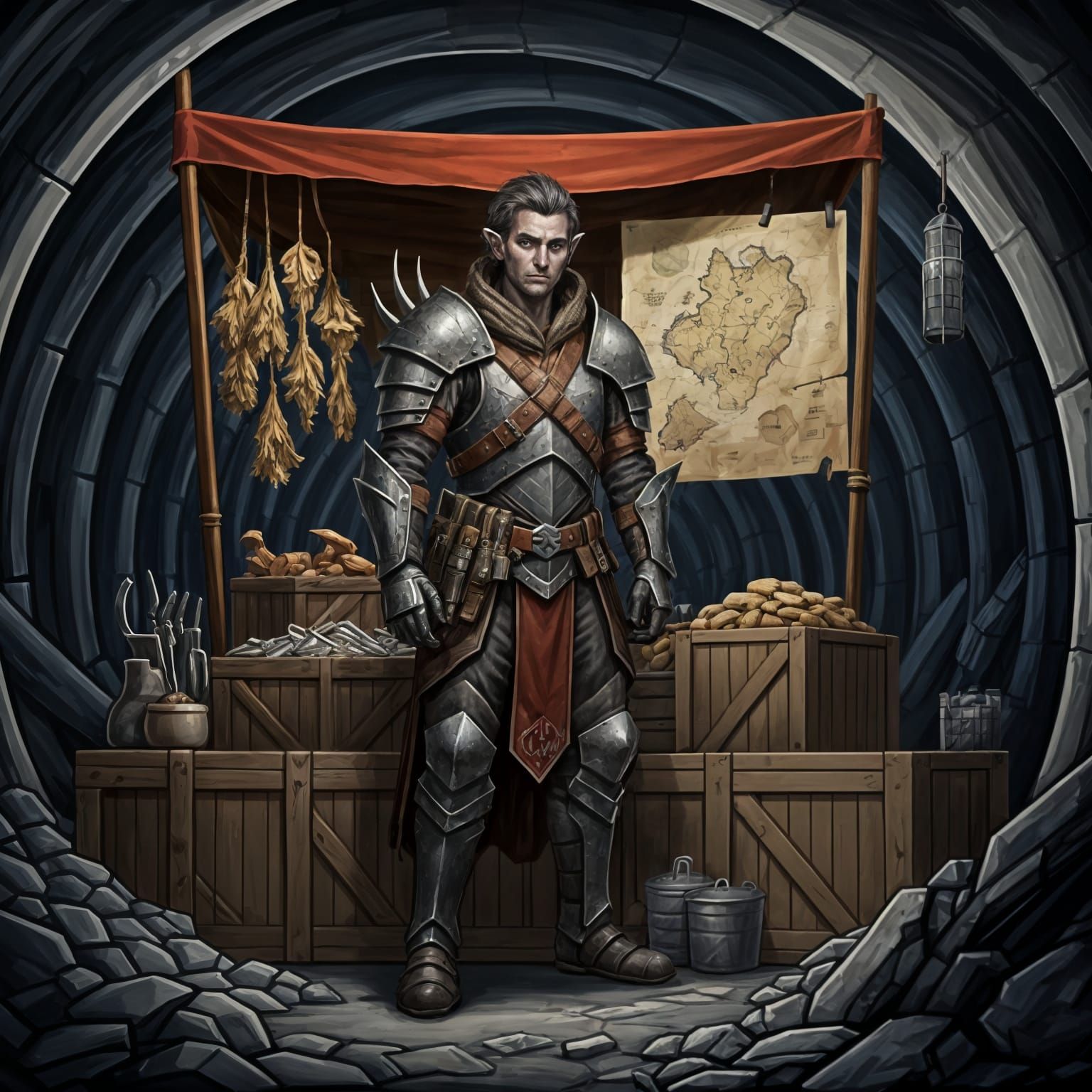 Drow General Trader in War-Torn Tunnel