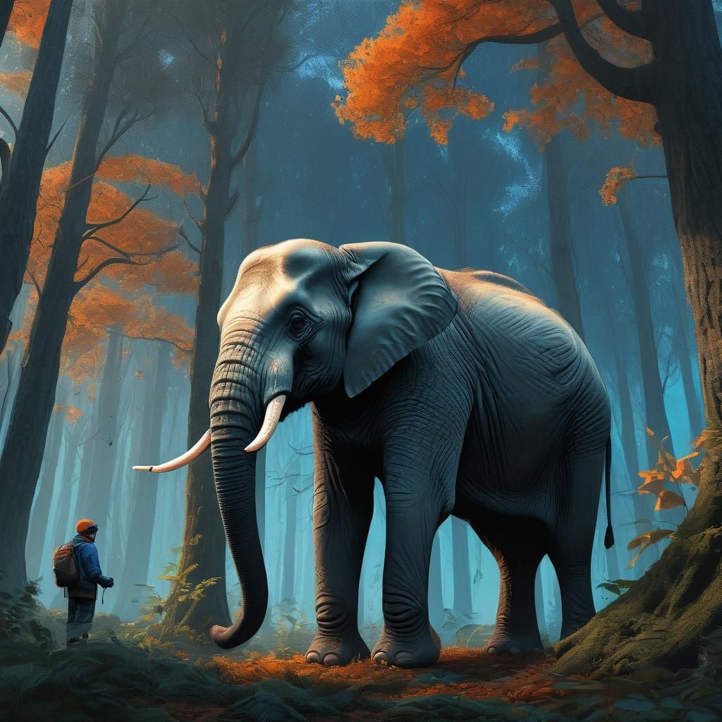 Ethereal Forest Encounter in Vibrant, Detailed Style