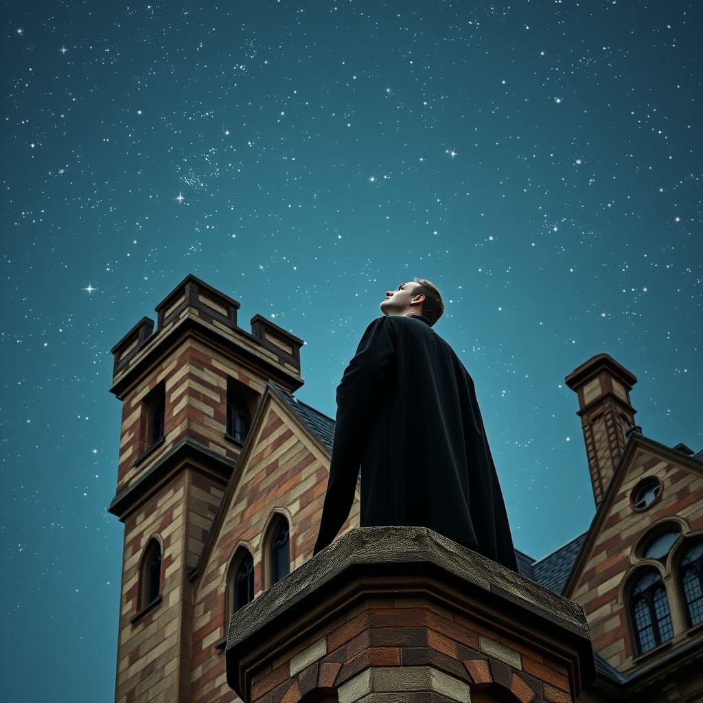 Tudor Astrologer Stands Amidst Starry Night