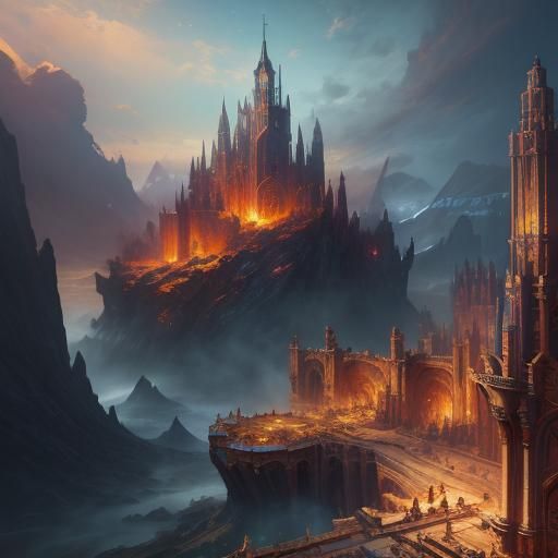 Glowing Coin of Riches on Mountain Throne