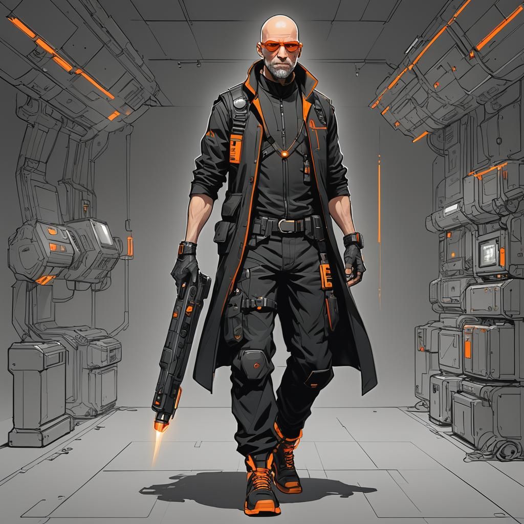 Stylish Cyberpunk Warrior in Modern VR Gear