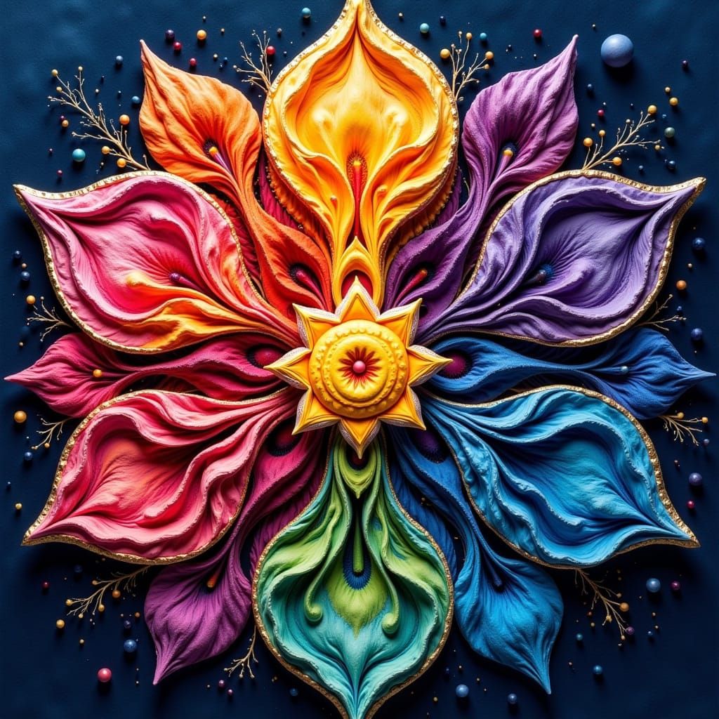 Vibrant Chakra Flow Design in Navy Blue