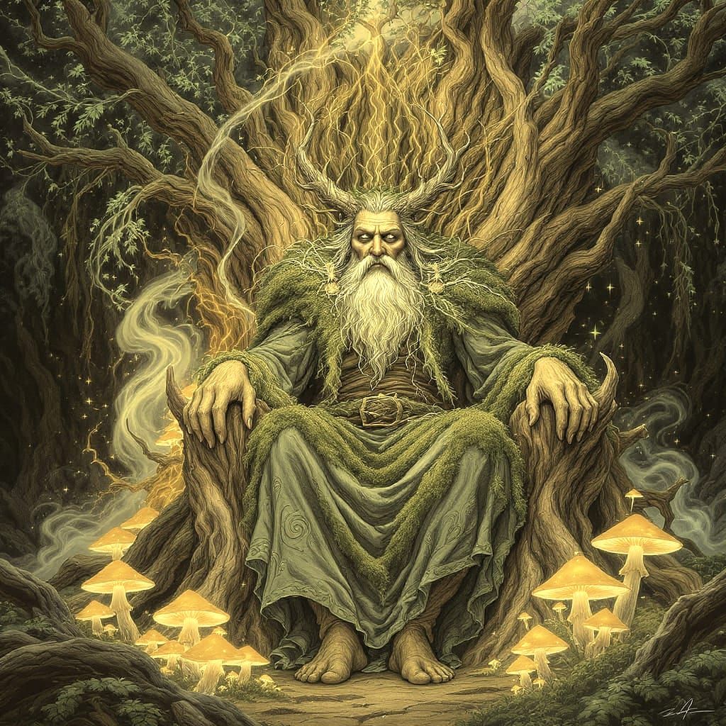 Wise Forest Spirit in Art Nouveau Style