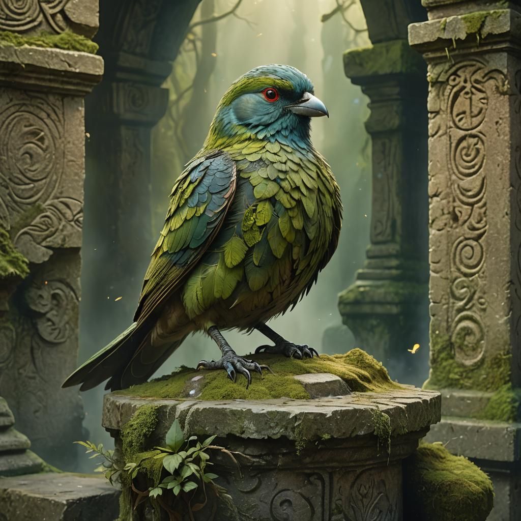 Mystical Bird of Enchanted Symbolism in a Dreamlike Atmosphe...