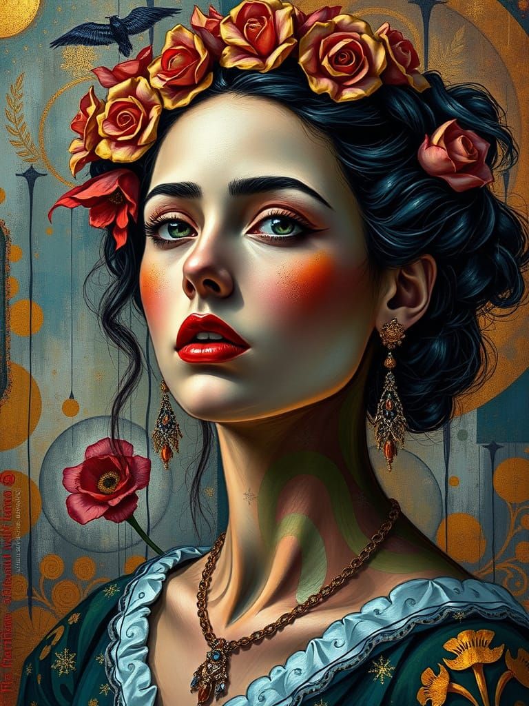 Vibrant Portrait in Eclectic Style with Expressive Brushwork...