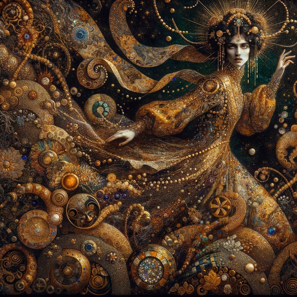 Mythological Figure Emerges from Gilded Painting